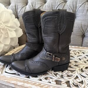 Old Gringo Black Leather Moto Harness Western Cowboy Boots Men’s 7 D Women’s 8.5